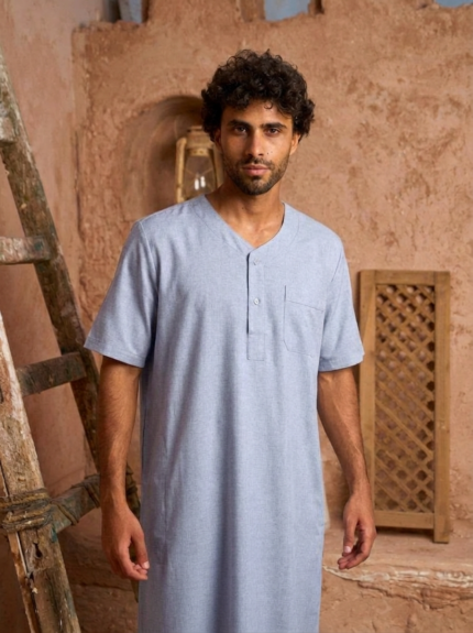 Plain Egyptian neck Jalabiya (Shadow)